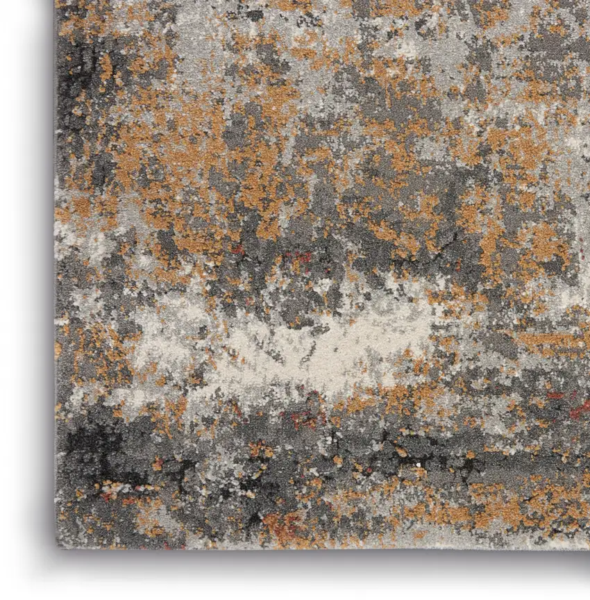 Ivory Blue And Gray Abstract Area Rug Photo 9