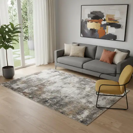 Ivory Blue And Gray Abstract Area Rug Photo 1