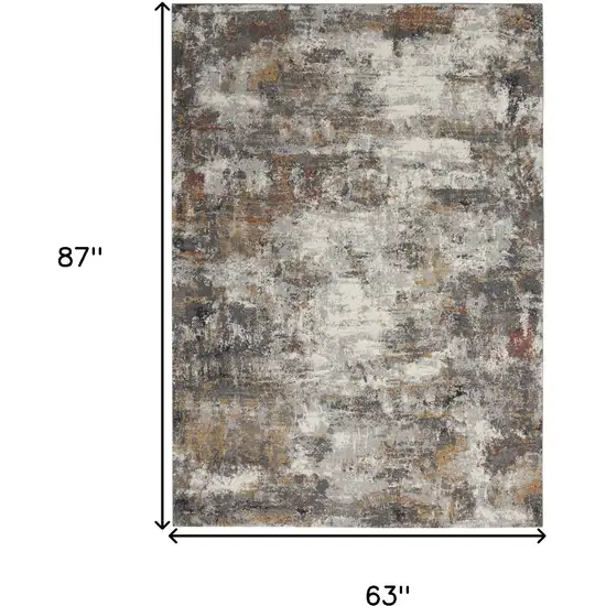 Ivory Blue And Gray Abstract Area Rug Photo 3