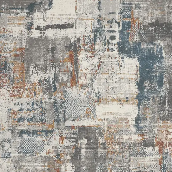 Ivory Blue And Gray Abstract Area Rug Photo 6