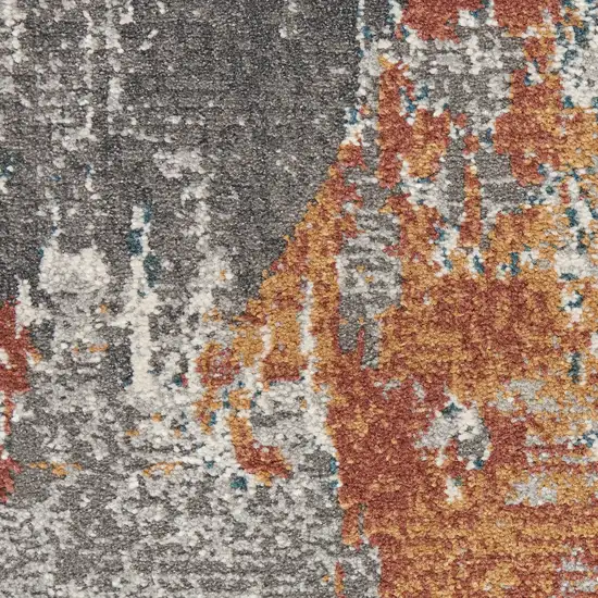 Ivory Blue And Gray Abstract Area Rug Photo 3