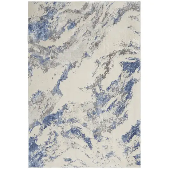Ivory Blue And Gray Abstract Area Rug Photo 6