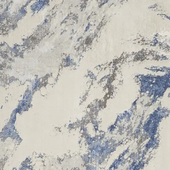 Ivory Blue And Gray Abstract Area Rug Photo 7