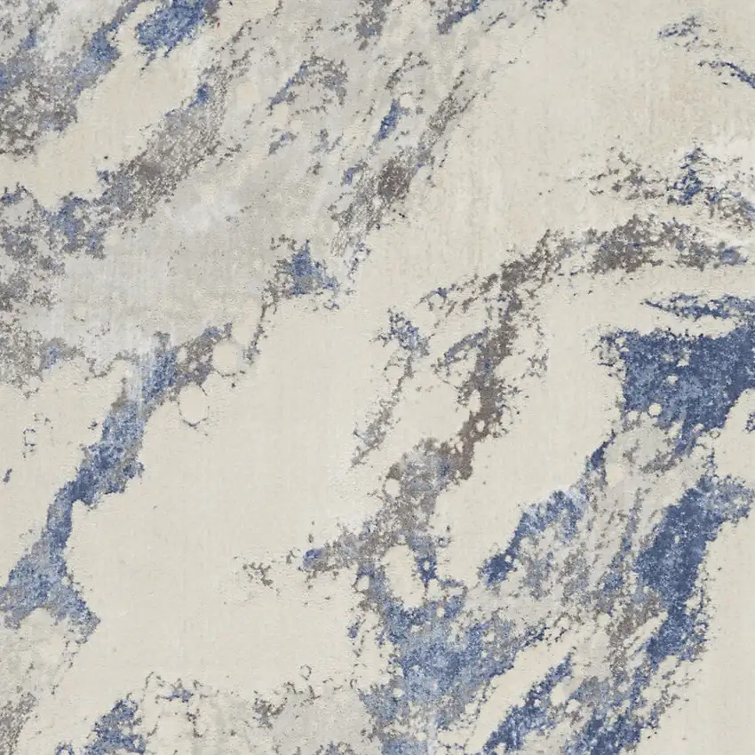 Ivory Blue And Gray Abstract Area Rug Photo 7