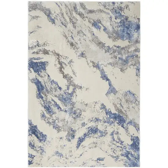 Ivory Blue And Gray Abstract Area Rug Photo 8