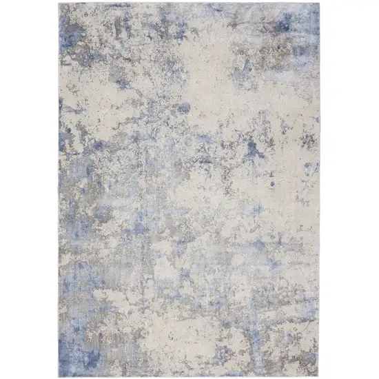 Ivory Blue And Gray Abstract Area Rug Photo 7