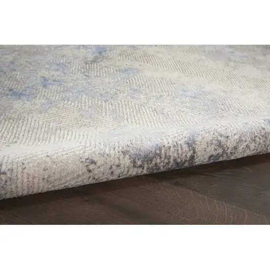 Ivory Blue And Gray Abstract Area Rug Photo 9