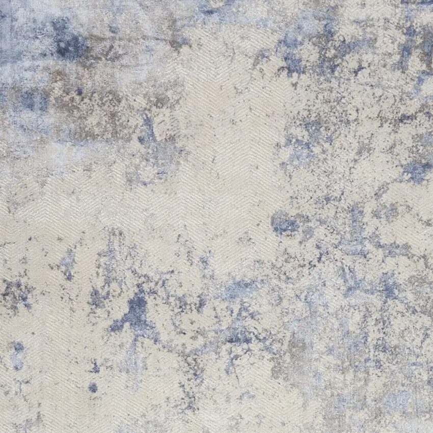 Ivory Blue And Gray Abstract Area Rug Photo 8