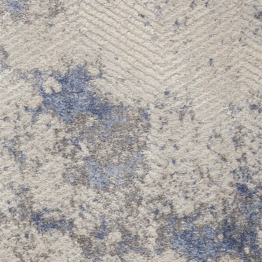 Ivory Blue And Gray Abstract Area Rug Photo 3