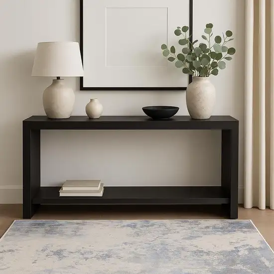 Ivory Blue And Gray Abstract Area Rug Photo 1