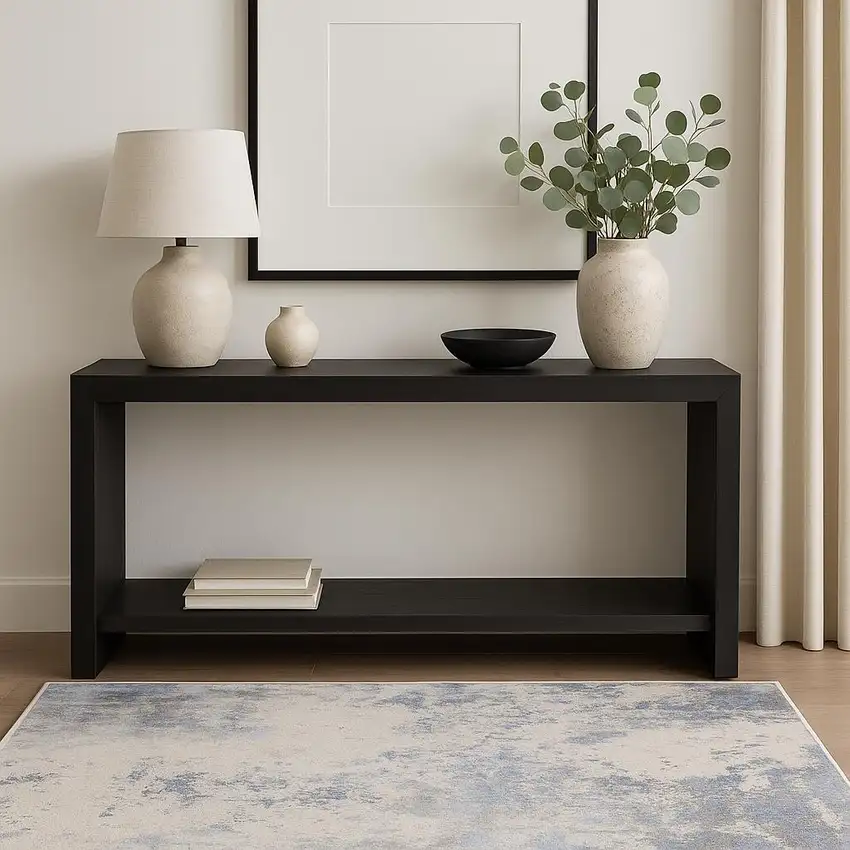 Ivory Blue And Gray Abstract Area Rug Photo 1