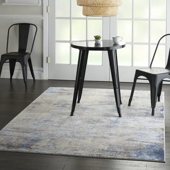 Ivory Blue And Gray Abstract Area Rug Photo 6