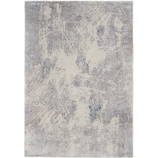 Ivory Blue And Gray Abstract Area Rug Photo 8