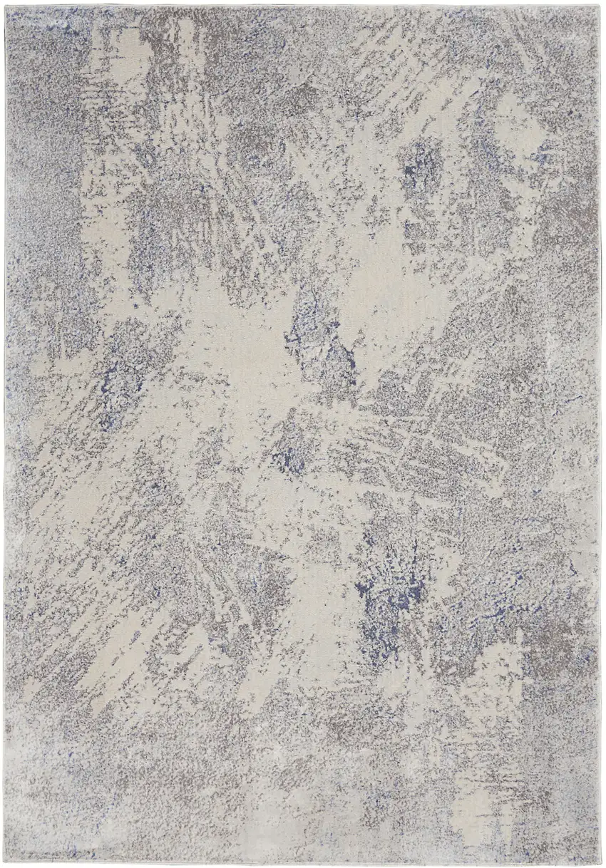 Ivory Blue And Gray Abstract Area Rug Photo 8