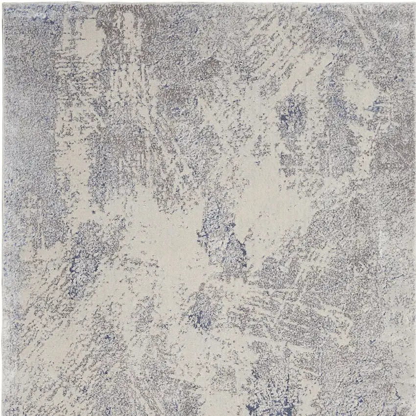 Ivory Blue And Gray Abstract Area Rug Photo 9