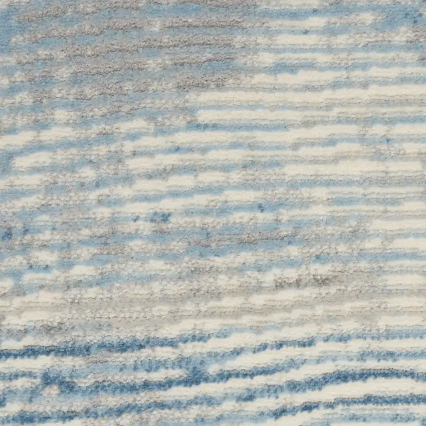 Ivory Blue And Gray Abstract Distressed Area Rug Photo 4