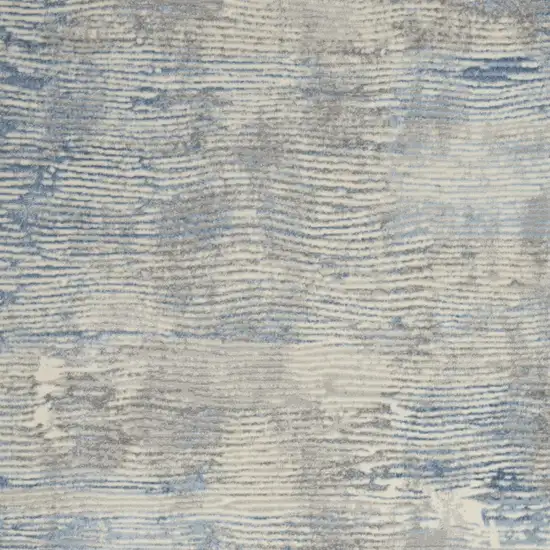 Ivory Blue And Gray Abstract Distressed Area Rug Photo 7
