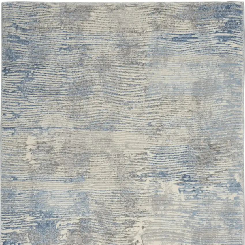 Ivory Blue And Gray Abstract Distressed Area Rug Photo 8