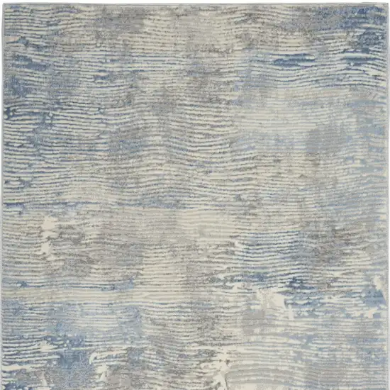 Ivory Blue And Gray Abstract Distressed Area Rug Photo 8