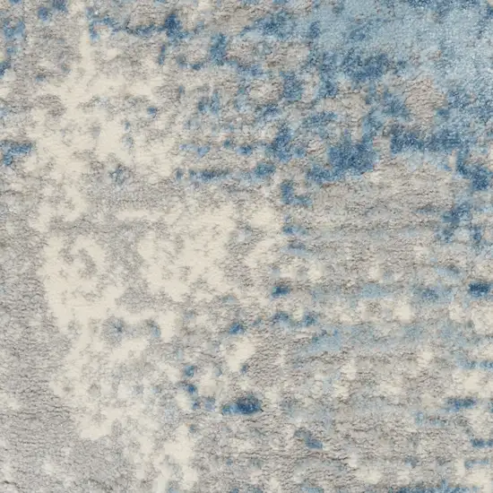 Ivory Blue And Gray Abstract Distressed Area Rug Photo 4
