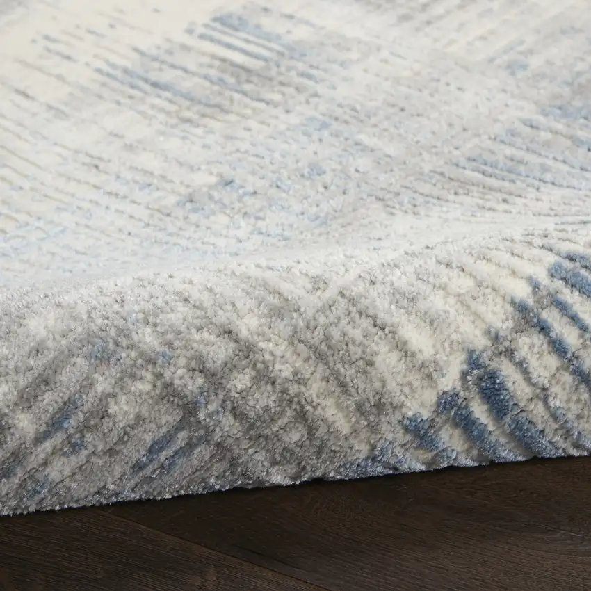 Ivory Blue And Gray Abstract Distressed Area Rug Photo 9