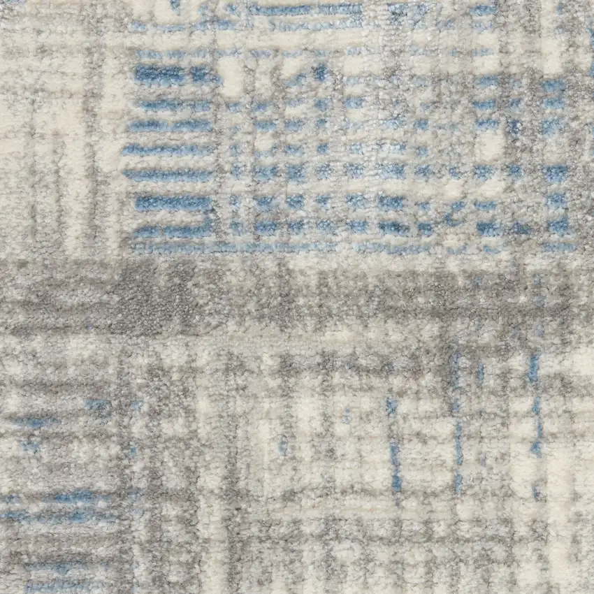 Ivory Blue And Gray Abstract Distressed Area Rug Photo 4