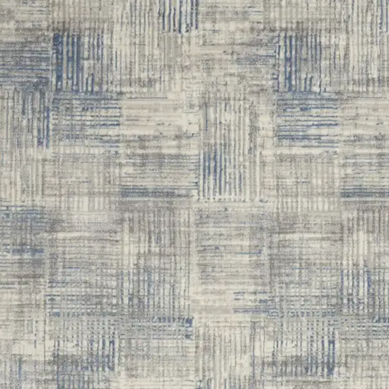 Ivory Blue And Gray Abstract Distressed Area Rug Photo 7