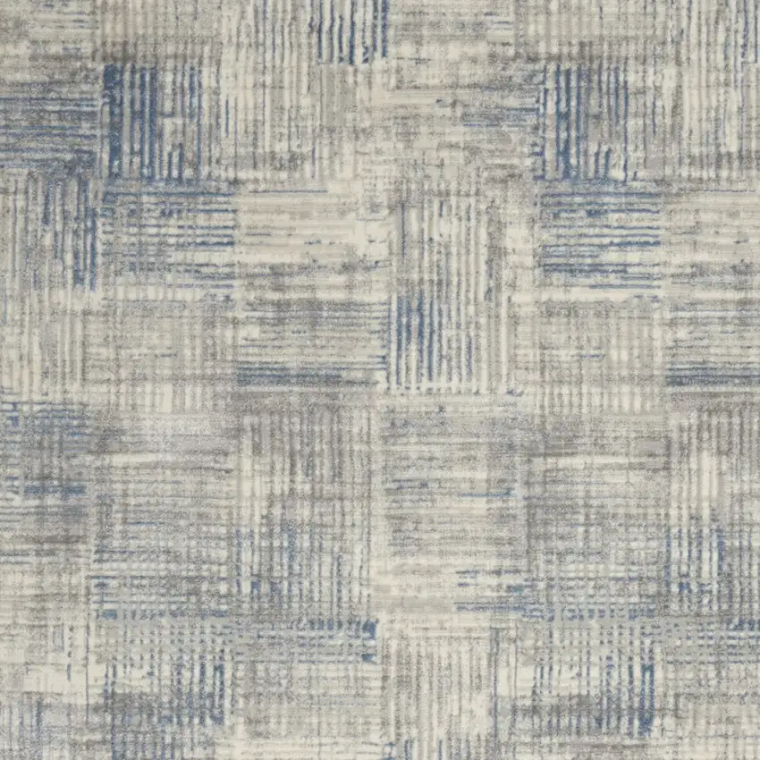 Ivory Blue And Gray Abstract Distressed Area Rug Photo 7