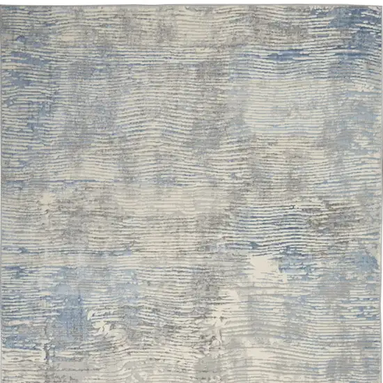 Ivory Blue And Gray Abstract Distressed Area Rug Photo 8