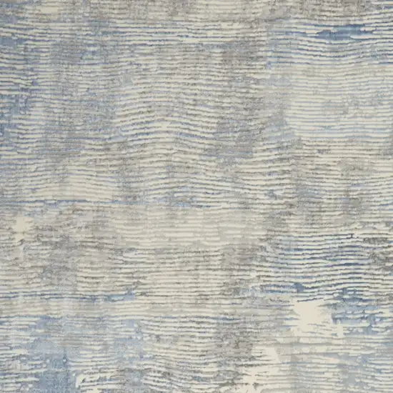 Ivory Blue And Gray Abstract Distressed Area Rug Photo 7