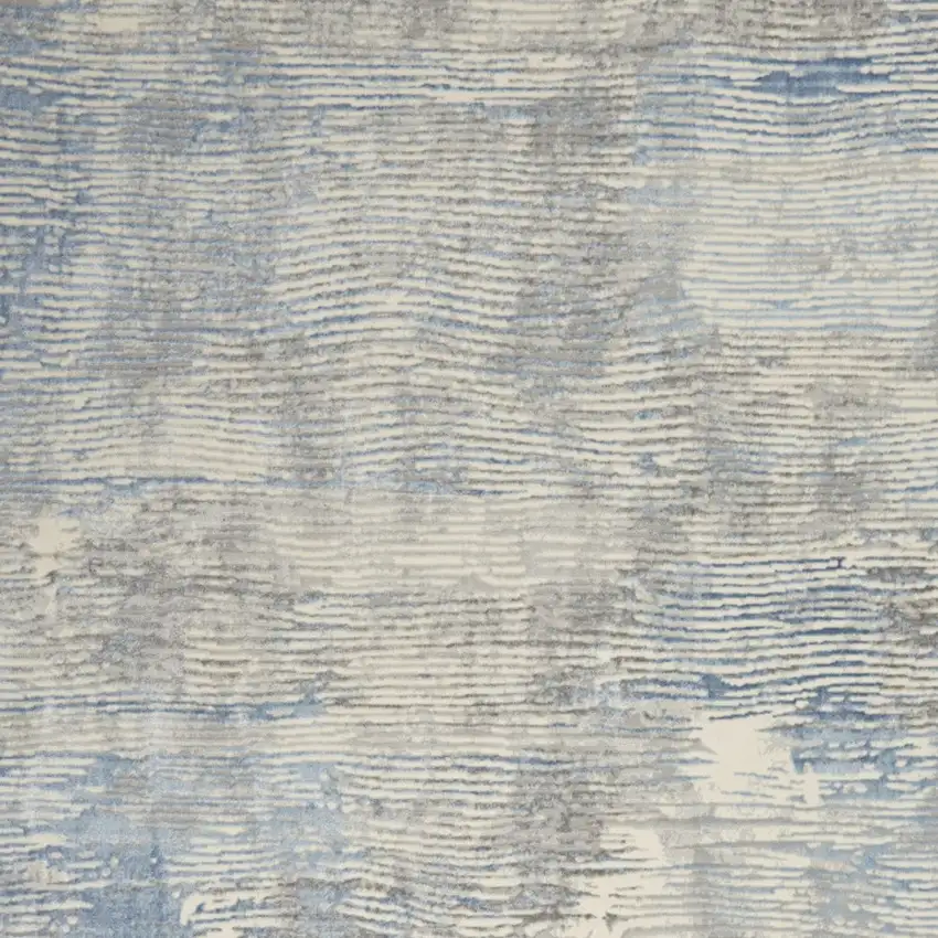 Ivory Blue And Gray Abstract Distressed Area Rug Photo 7