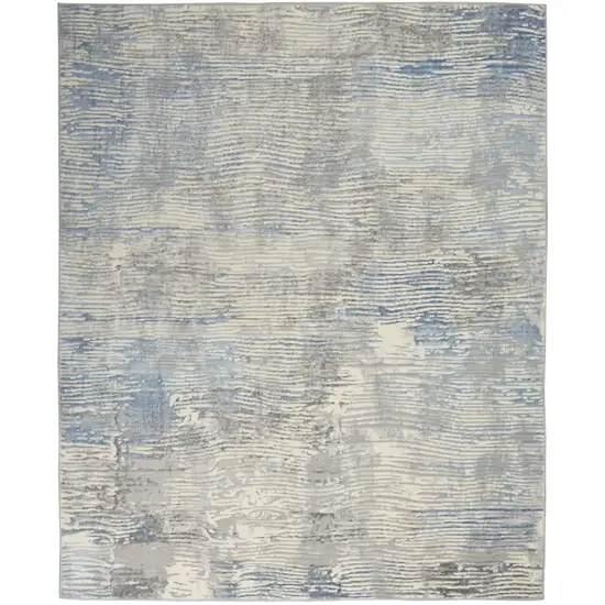 Ivory Blue And Gray Abstract Distressed Area Rug Photo 2