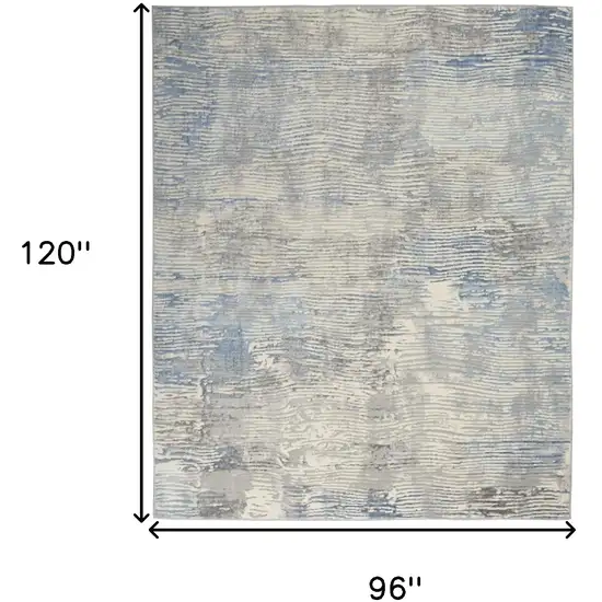 Ivory Blue And Gray Abstract Distressed Area Rug Photo 3