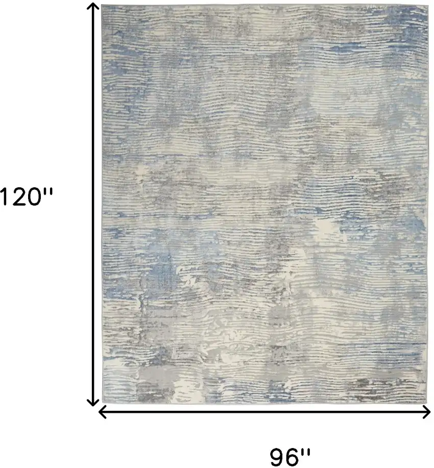 Ivory Blue And Gray Abstract Distressed Area Rug Photo 3