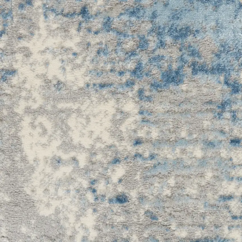 Ivory Blue And Gray Abstract Distressed Area Rug Photo 4