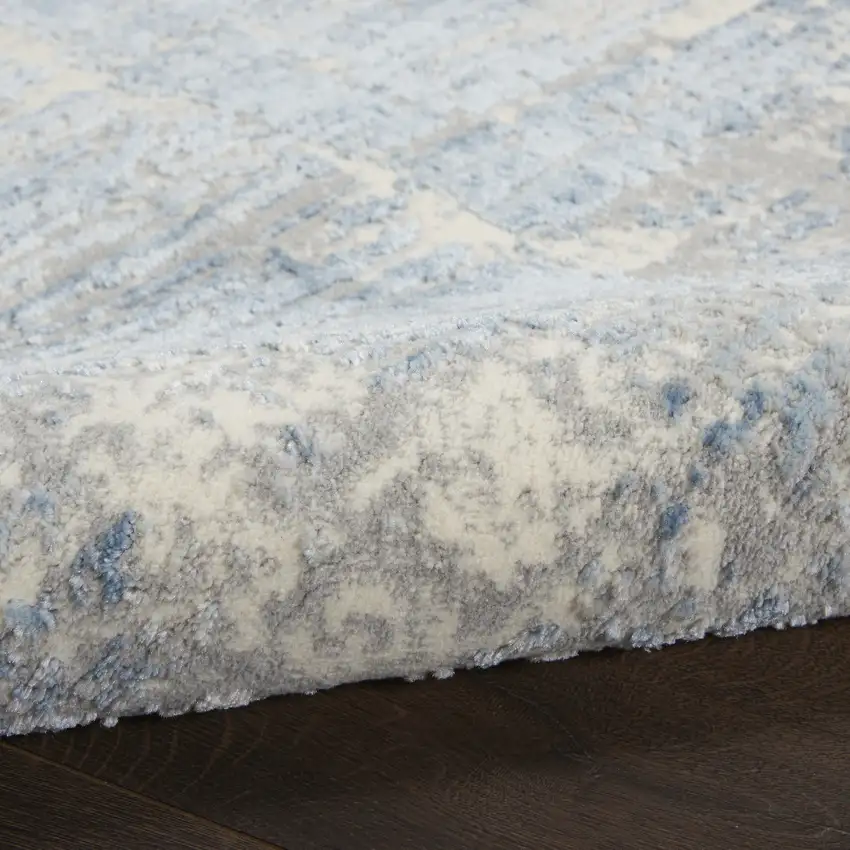 Ivory Blue And Gray Abstract Distressed Area Rug Photo 9