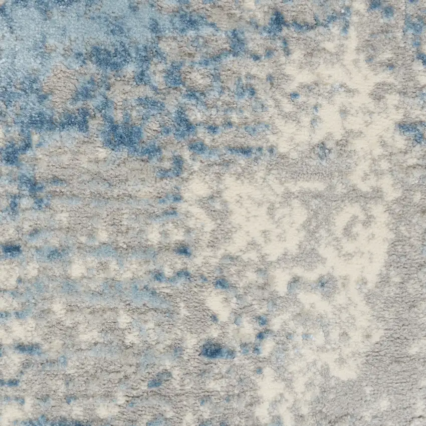 Ivory Blue And Gray Abstract Distressed Area Rug Photo 3