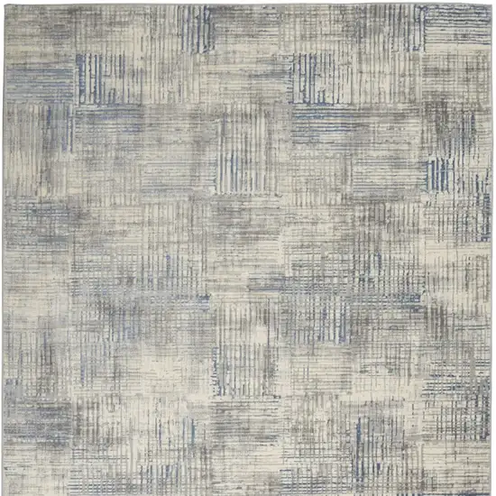 Ivory Blue And Gray Abstract Distressed Area Rug Photo 7