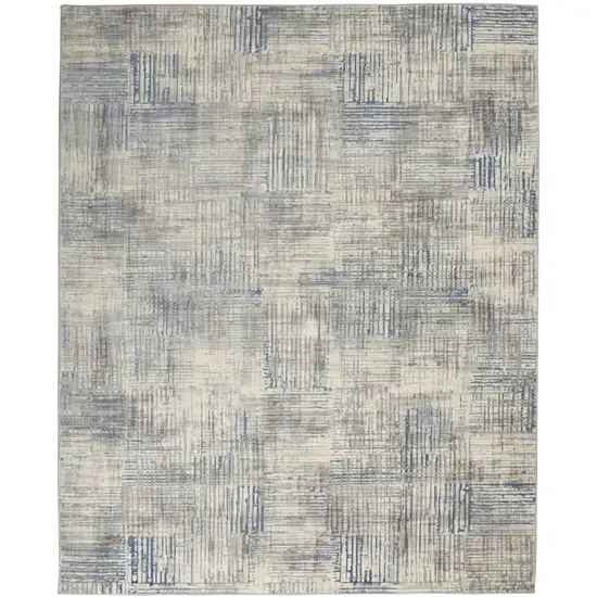 Ivory Blue And Gray Abstract Distressed Area Rug Photo 2