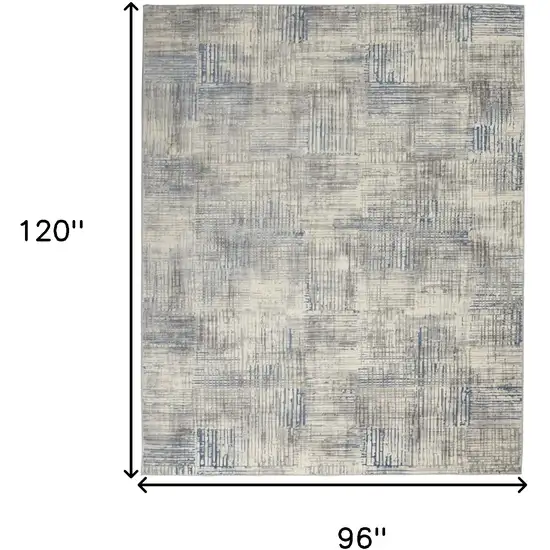 Ivory Blue And Gray Abstract Distressed Area Rug Photo 3