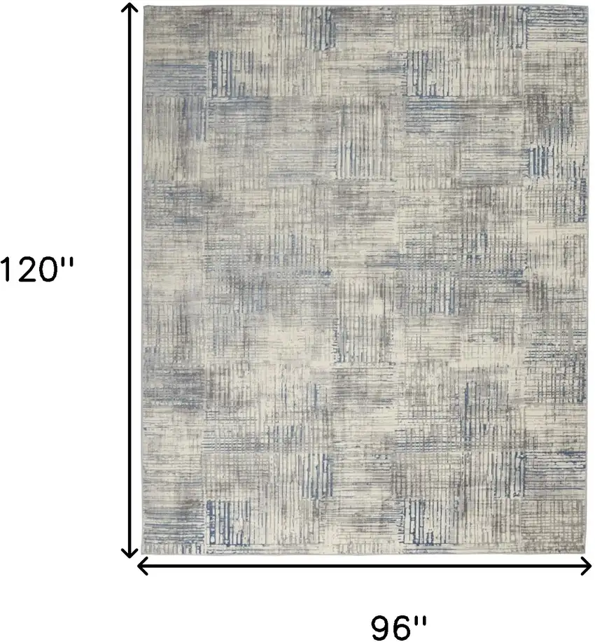 Ivory Blue And Gray Abstract Distressed Area Rug Photo 3