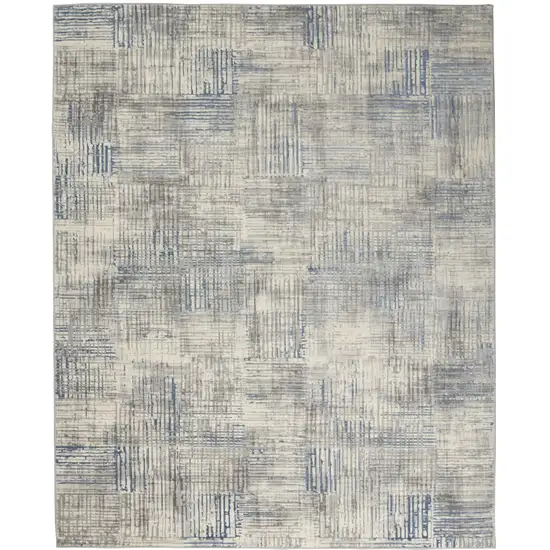 Ivory Blue And Gray Abstract Distressed Area Rug Photo 8