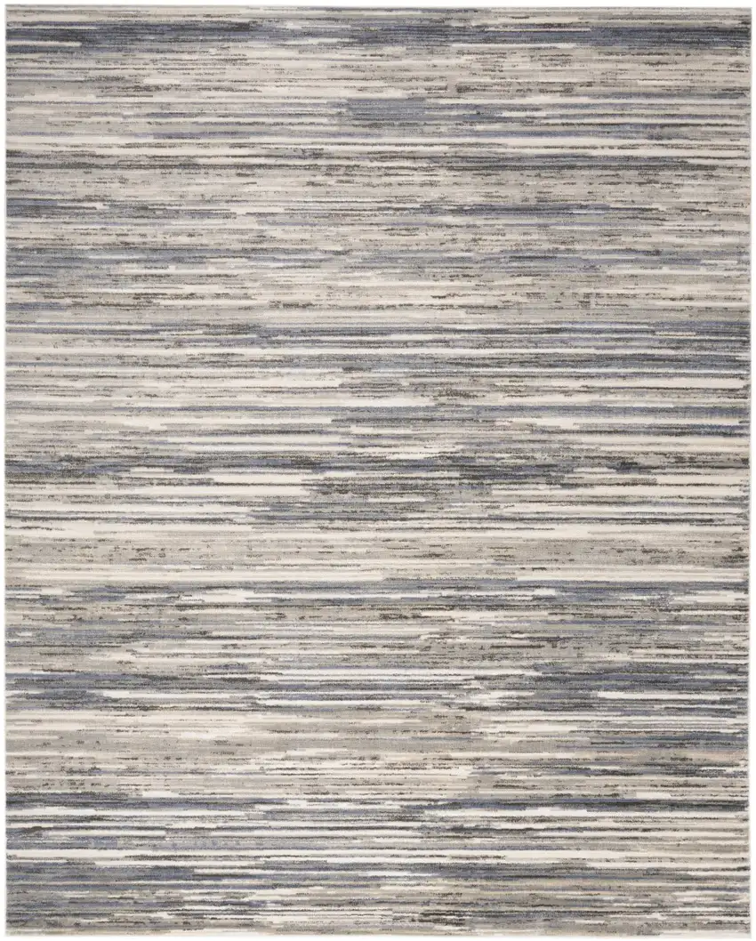 Ivory Blue And Gray Abstract Distressed Area Rug Photo 9