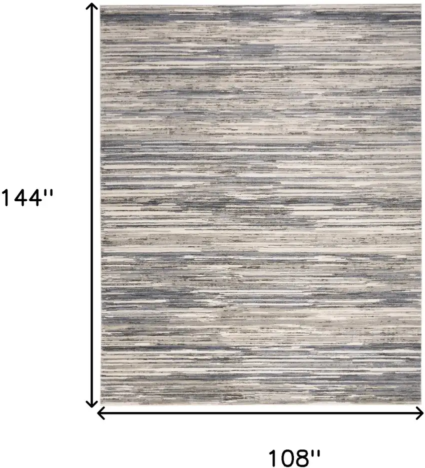 Ivory Blue And Gray Abstract Distressed Area Rug Photo 3