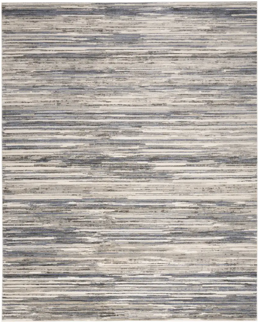 Ivory Blue And Gray Abstract Distressed Area Rug Photo 2