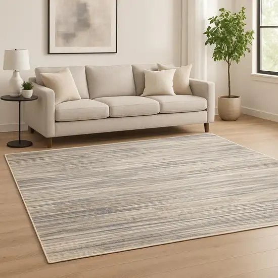 Ivory Blue And Gray Abstract Distressed Area Rug Photo 1