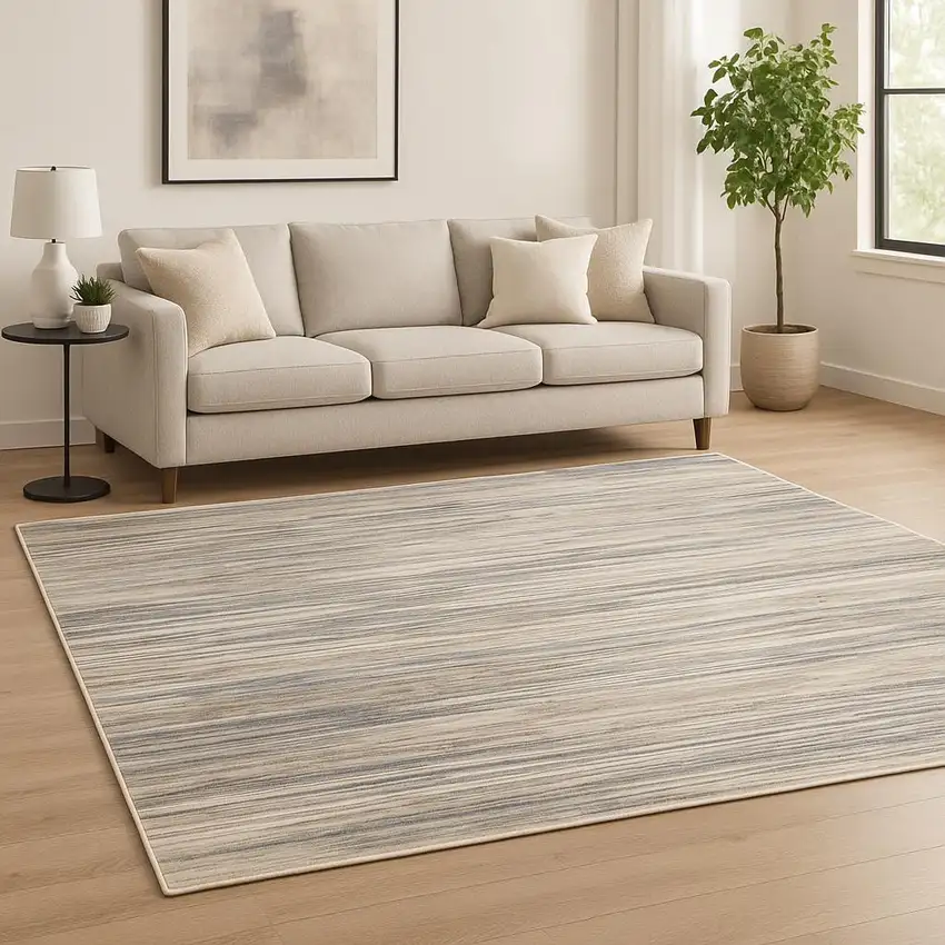 Ivory Blue And Gray Abstract Distressed Area Rug Photo 1