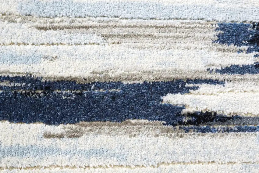 Ivory Blue And Gray Abstract Distressed Area Rug Photo 6