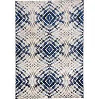Photo of Ivory Blue And Gray Abstract Distressed Stain Resistant Area Rug