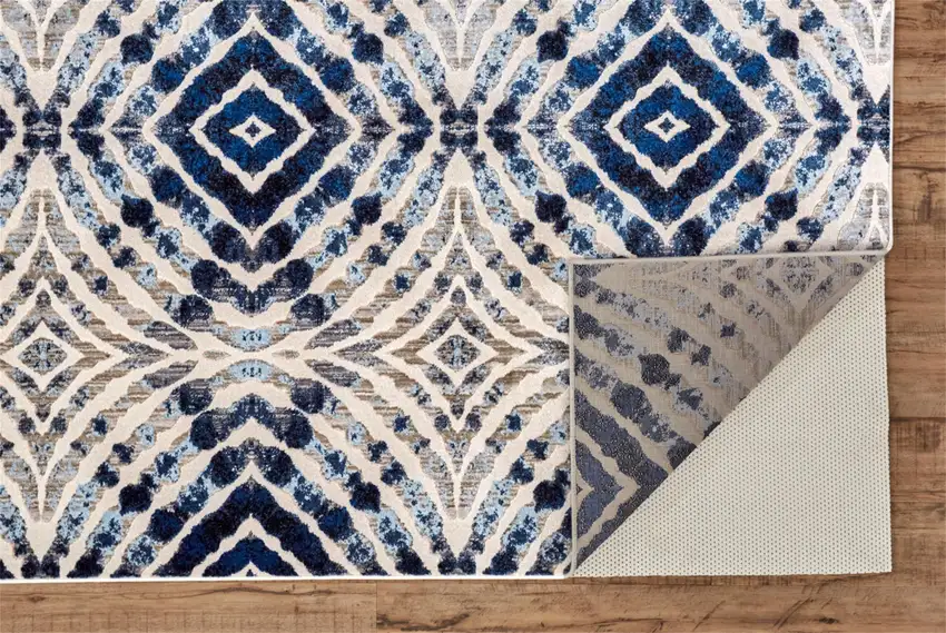 Ivory Blue And Gray Abstract Distressed Stain Resistant Area Rug Photo 7